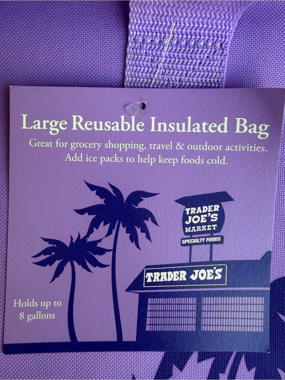 🆕 NWT LARGE💜 Trader Joe’s Reusable Insulated Bag ✨ Holds Up to 8 Gallons! - Picture 9 of 10